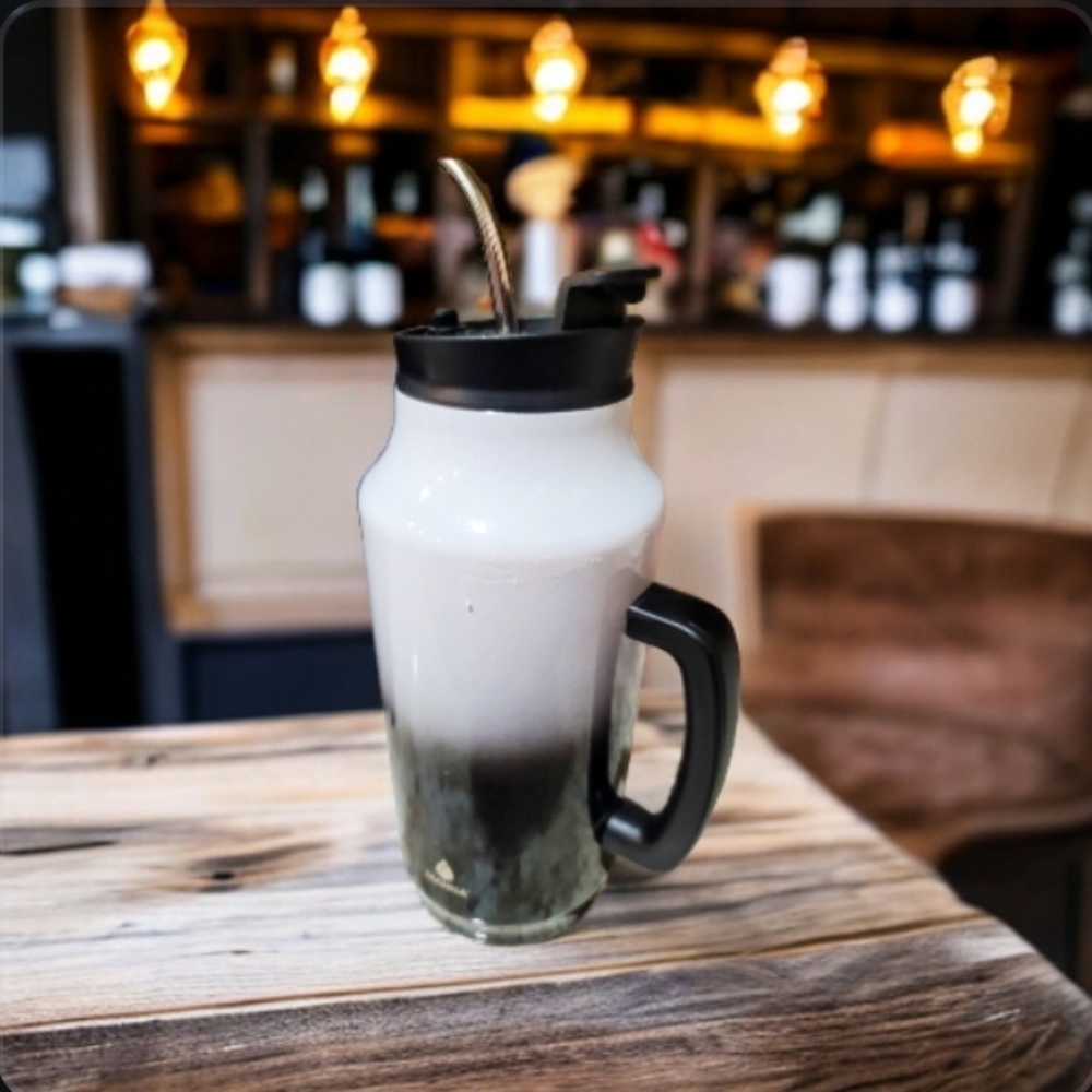 Summer Manna Posideon Mug 64oz Black White Gradient Frosted Finish Like New